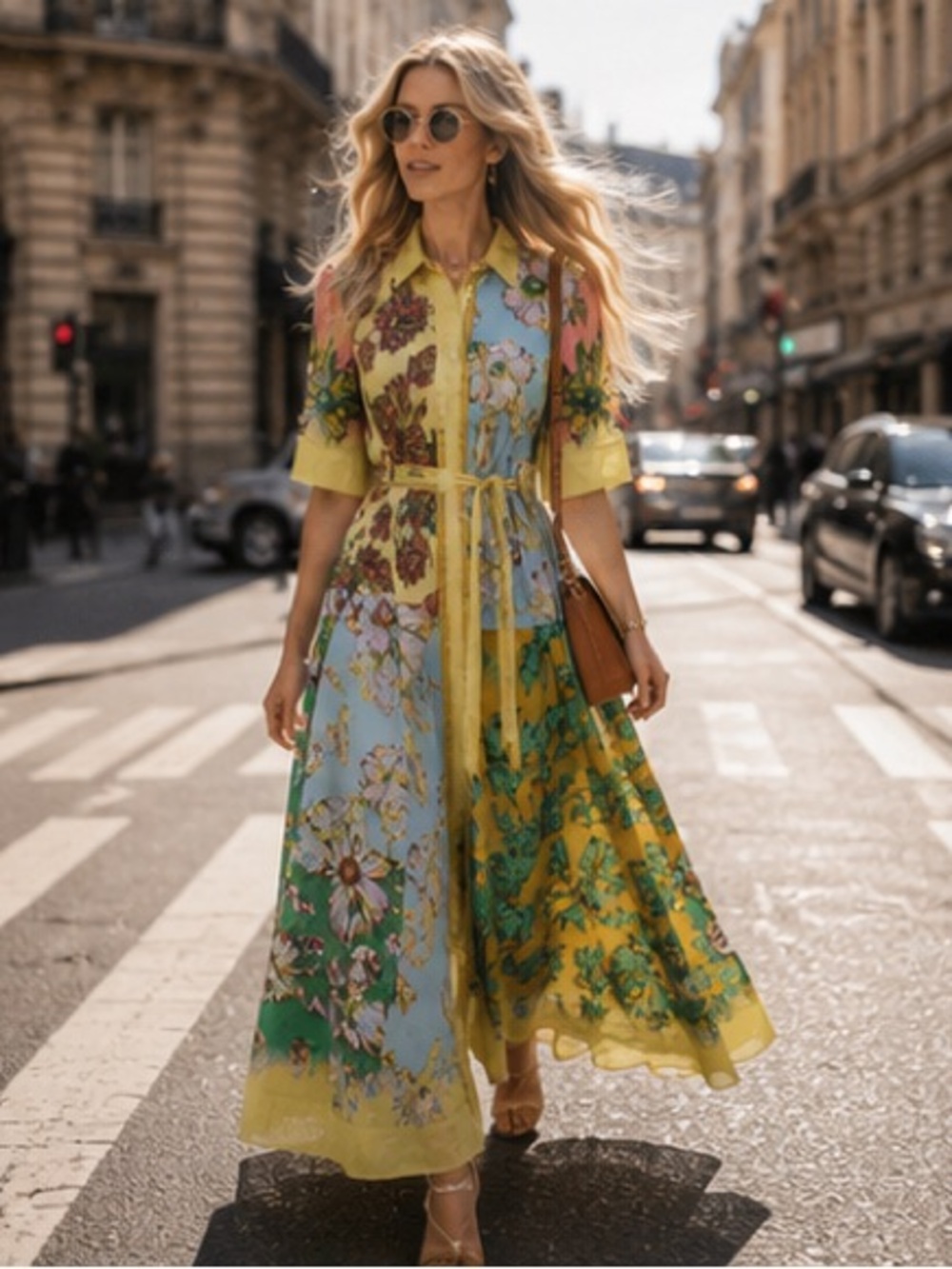 Alemais Yellow and Green Floral Patchwork Maxi Dress